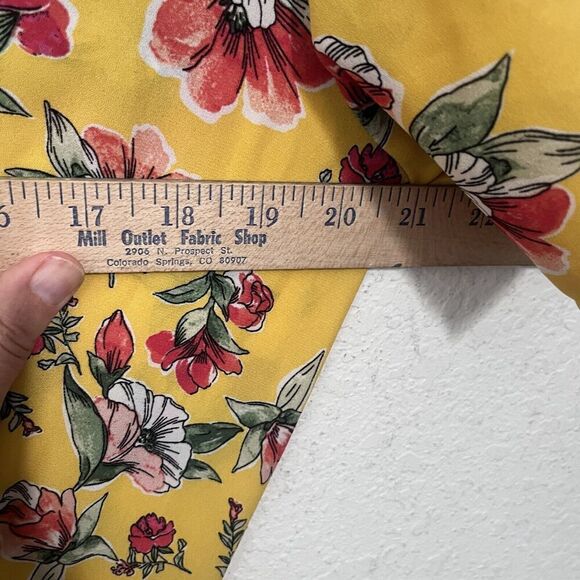 Lulus Button Front Midi Dress Women Large Short Sleeve Yellow Floral - Picture 9 of 10